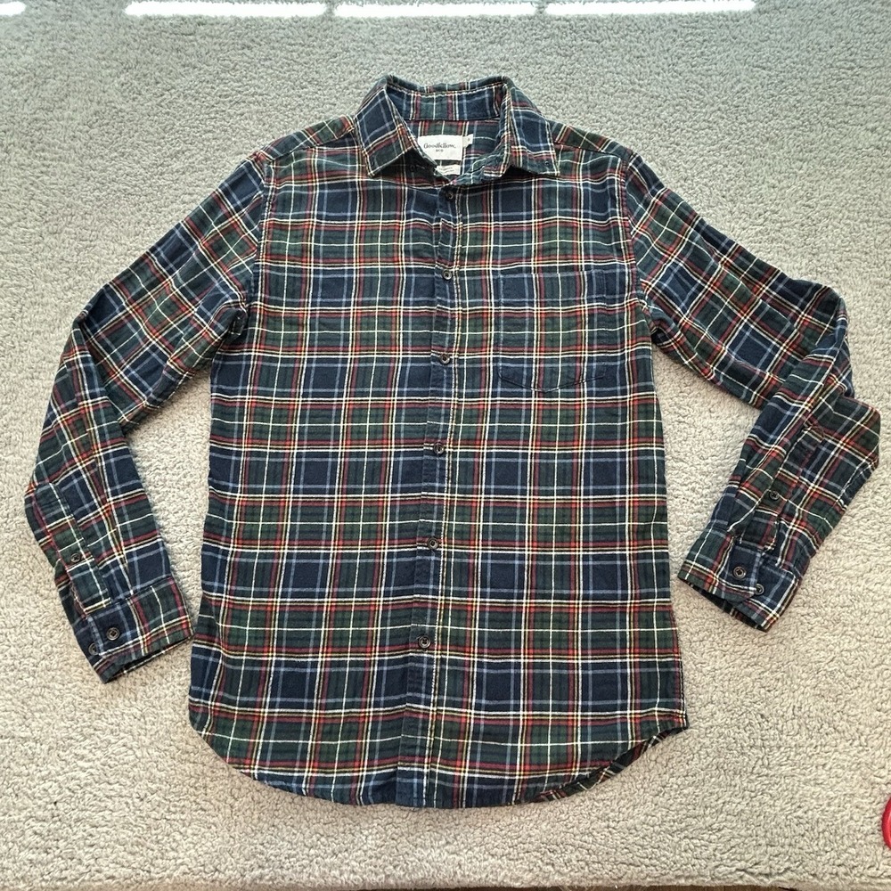 Goodfellow & Co. Shirt Men Small Standard Flannel  Button Up‎ Long Sleeve Plaid